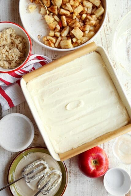 Cream cheese filling added to apple dessert recipes